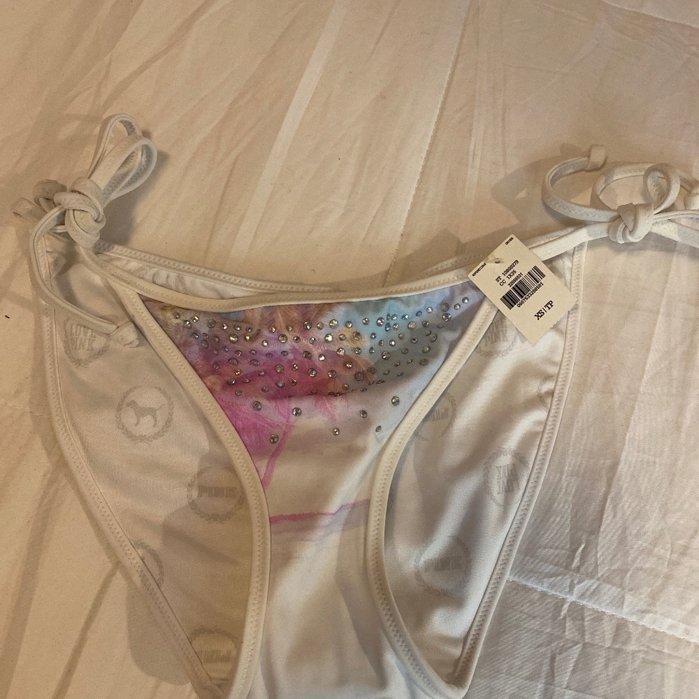 PINK Victoria’s Secret swim side tie bottoms with back ruching